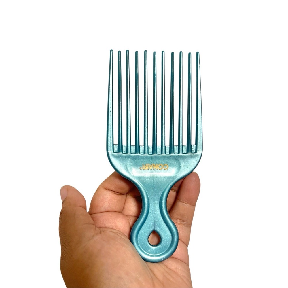 Vintage Conair Lift & Define Metallic Teal‎ Blue Hair Pick 5" Sparkle Glitter